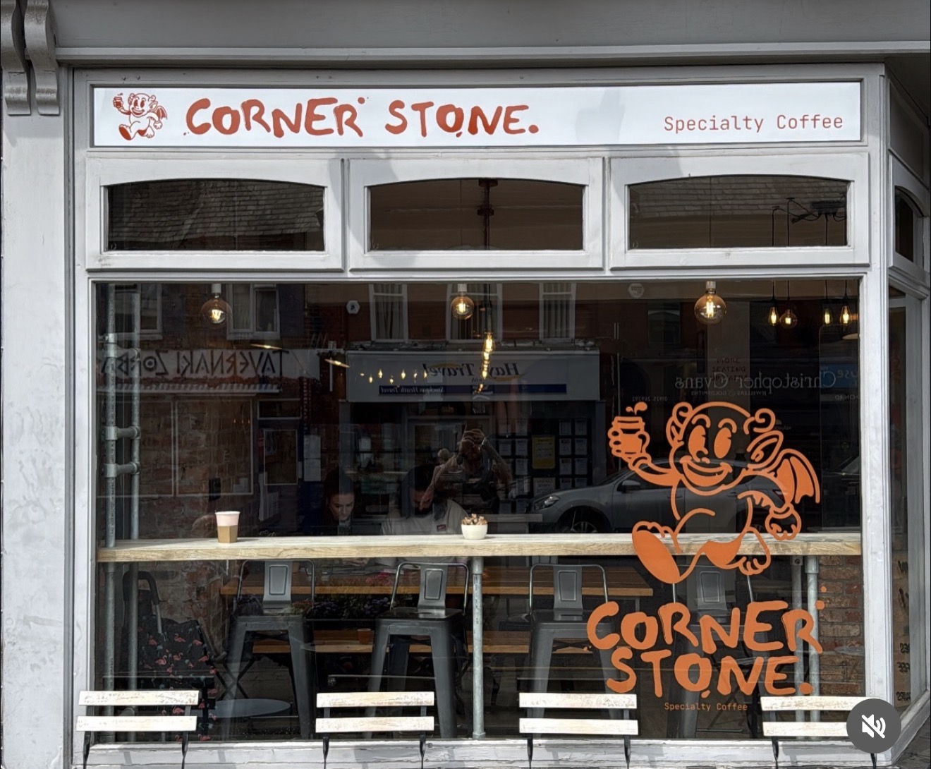 Cornerstone Coffee storefront with its new name and branding