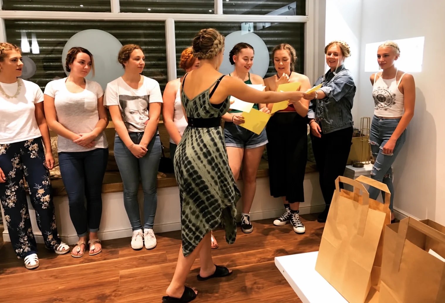 Leanne teaching a hairstyling workshop